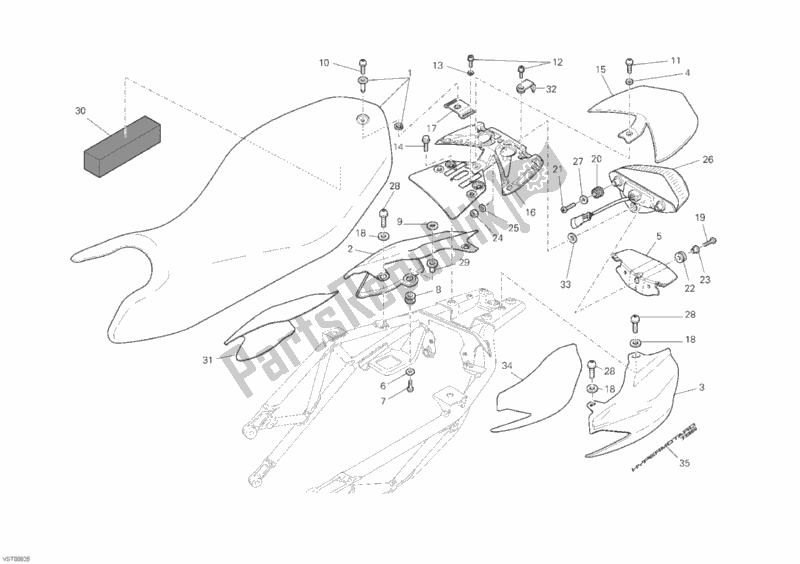 All parts for the Seat of the Ducati Hypermotard 796 USA 2011